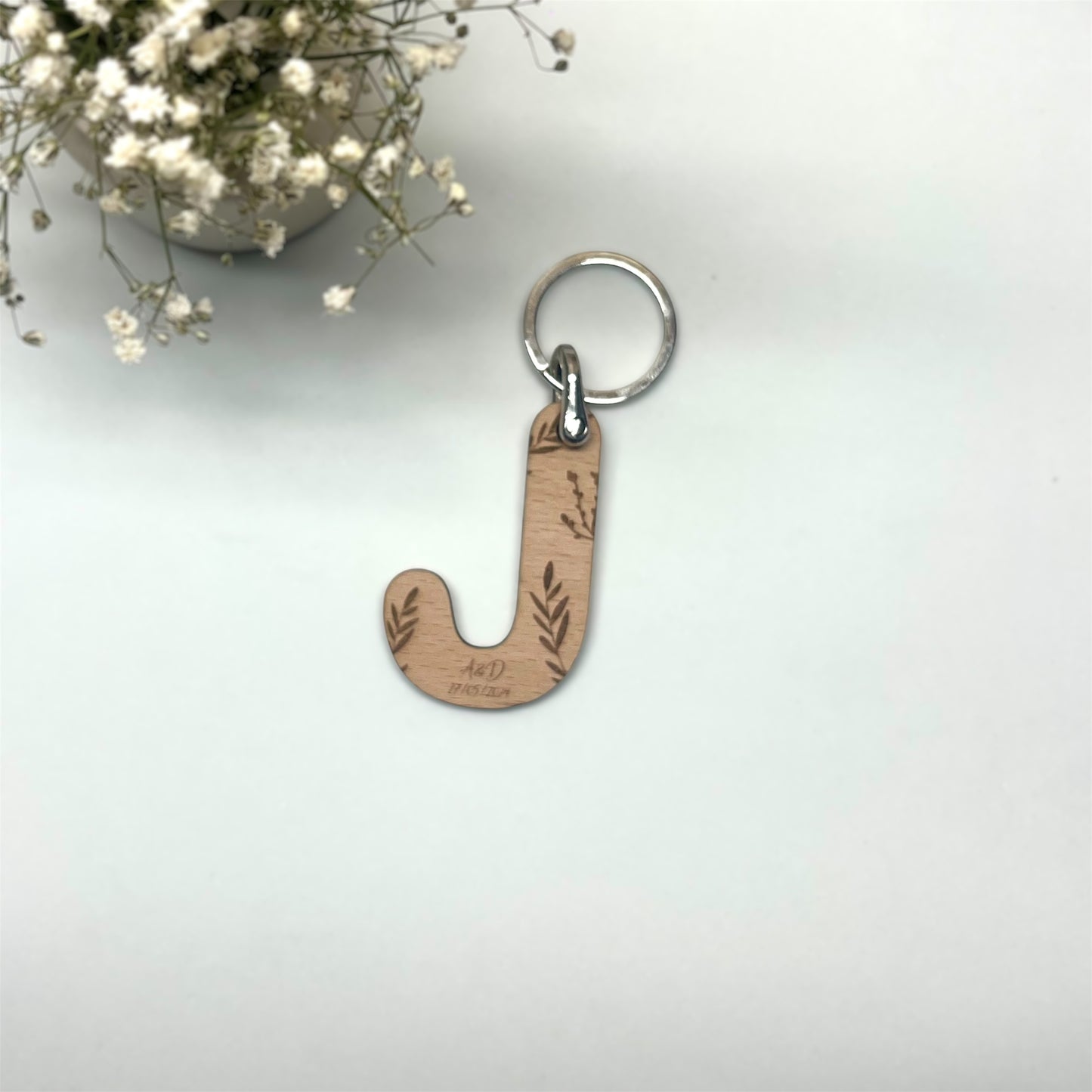 Llavero madera boda - "FLORAL"